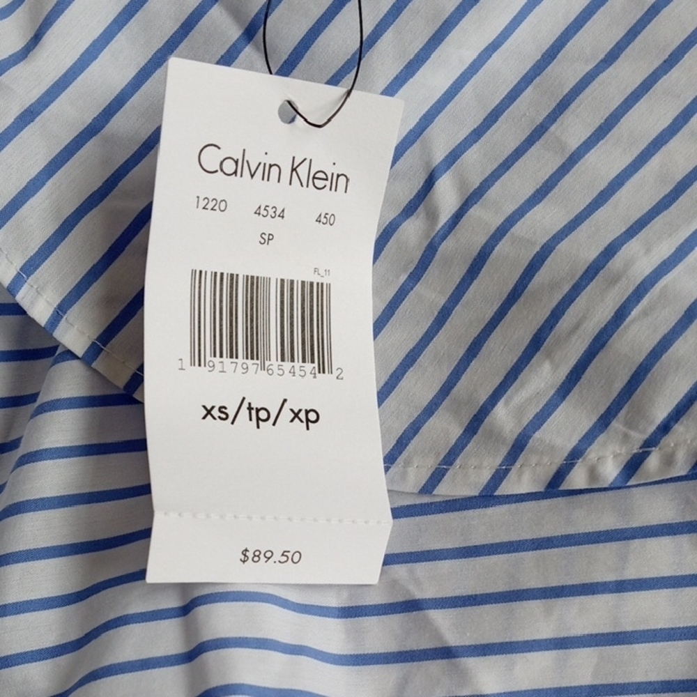 Calvin Klein Striped Off-Shoulder Ruffle Blouse - Picture 11 of 15